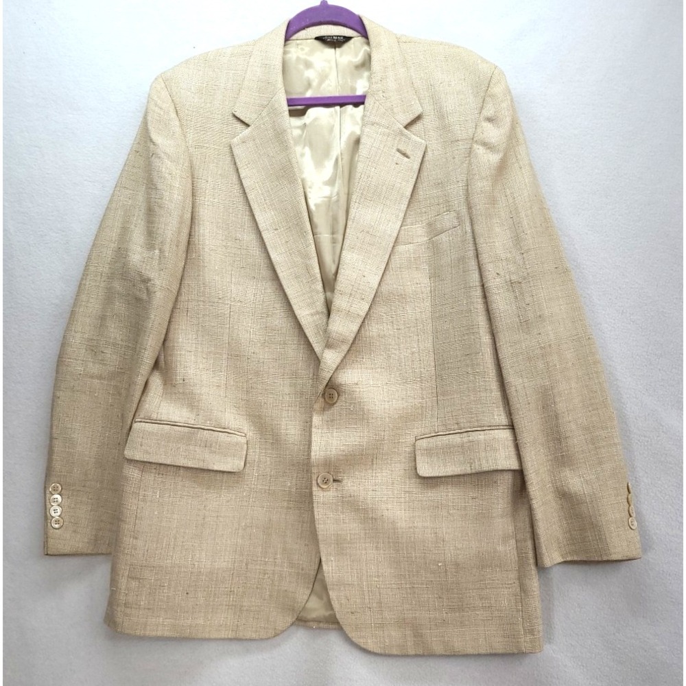 Vintage Bill Blass‎ Blazer Woven Wool Silk Linen Blend  Sz 44.5